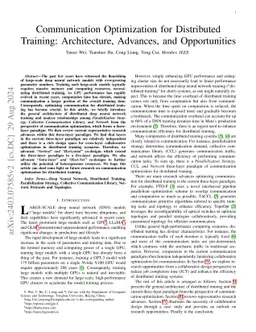 Communication Optimization for Distributed Training: Architecture,
  Advances, and Opportunities