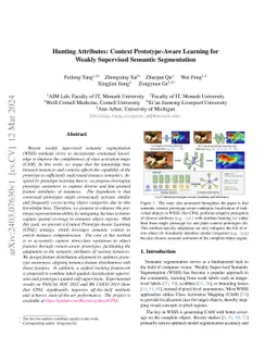 Hunting Attributes: Context Prototype-Aware Learning for Weakly
  Supervised Semantic Segmentation