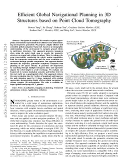 Efficient Global Navigational Planning in 3D Structures based on Point
  Cloud Tomography