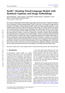 Synth$^2$: Boosting Visual-Language Models with Synthetic Captions and
  Image Embeddings