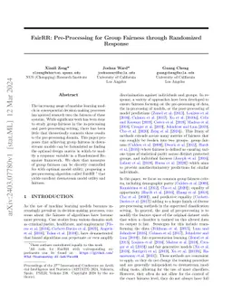 FairRR: Pre-Processing for Group Fairness through Randomized Response