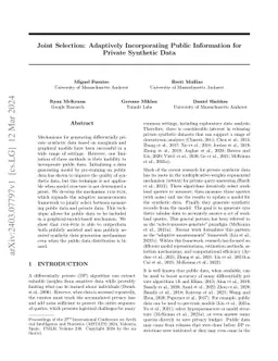 Joint Selection: Adaptively Incorporating Public Information for Private
  Synthetic Data