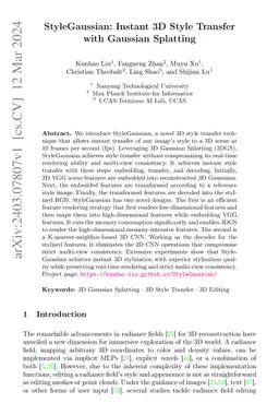 StyleGaussian: Instant 3D Style Transfer with Gaussian Splatting