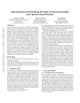 Boosting keyword spotting through on-device learnable user speech
  characteristics