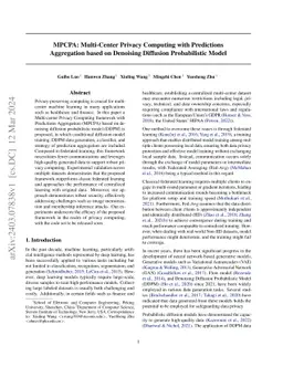 MPCPA: Multi-Center Privacy Computing with Predictions Aggregation based
  on Denoising Diffusion Probabilistic Model