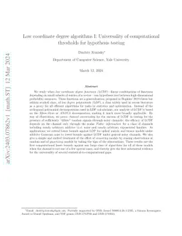 Low coordinate degree algorithms I: Universality of computational
  thresholds for hypothesis testing