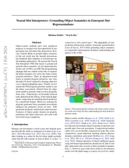 Neural Slot Interpreters: Grounding Object Semantics in Emergent Slot Representations