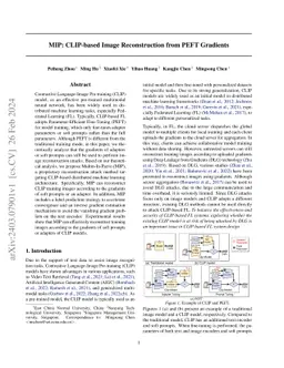 MIP: CLIP-based Image Reconstruction from PEFT Gradients