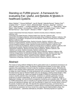 Standing on FURM ground -- A framework for evaluating Fair, Useful, and
  Reliable AI Models in healthcare systems