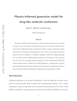 Physics-informed generative model for drug-like molecule conformers