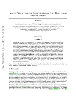 Value Prediction for Spatiotemporal Gait Data Using Deep Learning