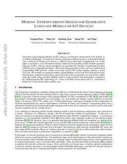 Merino: Entropy-driven Design for Generative Language Models on IoT Devices