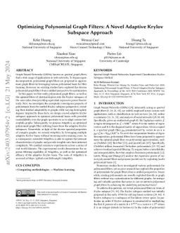 Optimizing Polynomial Graph Filters: A Novel Adaptive Krylov Subspace
  Approach