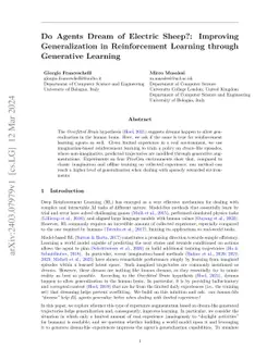 Do Agents Dream of Electric Sheep?: Improving Generalization in
  Reinforcement Learning through Generative Learning