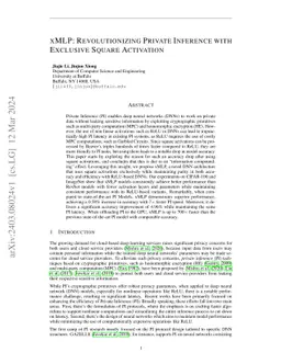xMLP: Revolutionizing Private Inference with Exclusive Square Activation