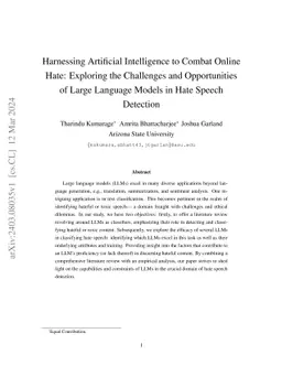 Harnessing Artificial Intelligence to Combat Online Hate: Exploring the
  Challenges and Opportunities of Large Language Models in Hate Speech
  Detection