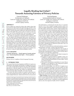 Legally Binding but Unfair? Towards Assessing Fairness of Privacy
  Policies