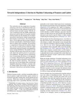 Towards Independence Criterion in Machine Unlearning of Features and
  Labels