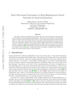 Early Directional Convergence in Deep Homogeneous Neural Networks for Small Initializations