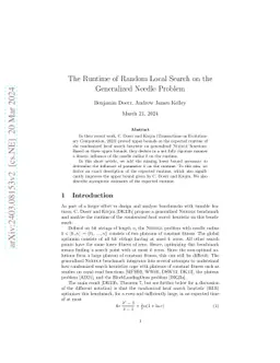 The Runtime of Random Local Search on the Generalized Needle Problem