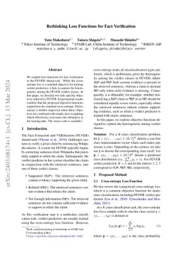 Rethinking Loss Functions for Fact Verification