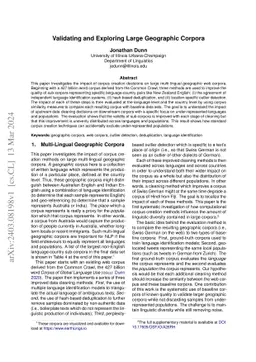 Validating and Exploring Large Geographic Corpora