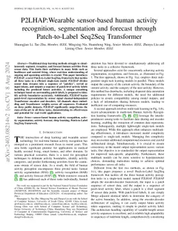 P2LHAP:Wearable sensor-based human activity recognition, segmentation
  and forecast through Patch-to-Label Seq2Seq Transformer