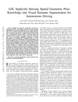 LIX: Implicitly Infusing Spatial Geometric Prior Knowledge into Visual Semantic Segmentation for Autonomous Driving