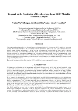 Research on the Application of Deep Learning-based BERT Model in
  Sentiment Analysis
