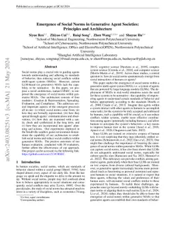 Emergence of Social Norms in Generative Agent Societies: Principles and
  Architecture