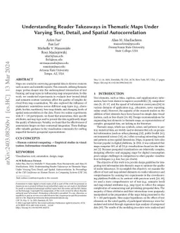 Understanding Reader Takeaways in Thematic Maps Under Varying Text,
  Detail, and Spatial Autocorrelation