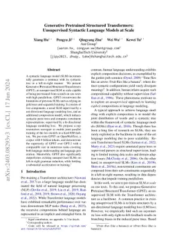Generative Pretrained Structured Transformers: Unsupervised Syntactic
  Language Models at Scale