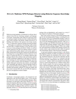 DONAPI: Malicious NPM Packages Detector using Behavior Sequence
  Knowledge Mapping