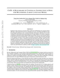 CoIN: A Benchmark of Continual Instruction tuNing for Multimodel Large
  Language Model