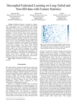 Decoupled Federated Learning on Long-Tailed and Non-IID data with
  Feature Statistics