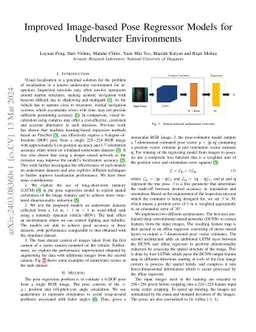 Improved Image-based Pose Regressor Models for Underwater Environments