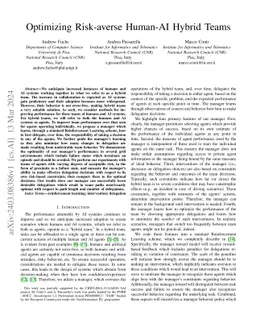 Optimizing Risk-averse Human-AI Hybrid Teams