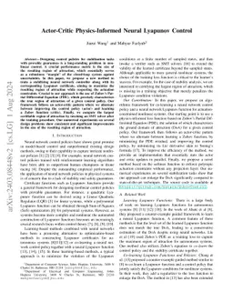 Actor-Critic Physics-informed Neural Lyapunov Control