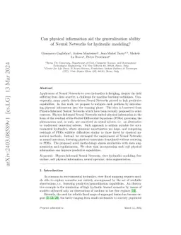 Can physical information aid the generalization ability of Neural
  Networks for hydraulic modeling?