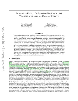 Disparate Effect Of Missing Mediators On Transportability of Causal
  Effects