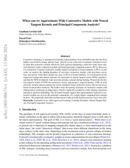 When can we Approximate Wide Contrastive Models with Neural Tangent
  Kernels and Principal Component Analysis?