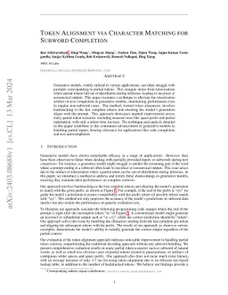 Token Alignment via Character Matching for Subword Completion