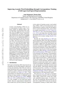 Improving Acoustic Word Embeddings through Correspondence Training of
  Self-supervised Speech Representations