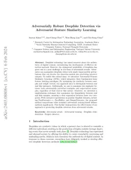 Adversarially Robust Deepfake Detection via Adversarial Feature
  Similarity Learning