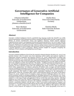 Governance of Generative Artificial Intelligence for Companies
