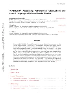 PAPERCLIP: Associating Astronomical Observations and Natural Language
  with Multi-Modal Models