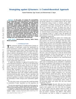 Strategizing against Q-learners: A Control-theoretical Approach