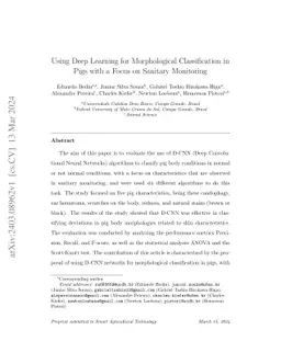 Using Deep Learning for Morphological Classification in Pigs with a
  Focus on Sanitary Monitoring