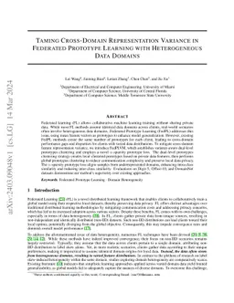 Taming Cross-Domain Representation Variance in Federated Prototype
  Learning with Heterogeneous Data Domains
