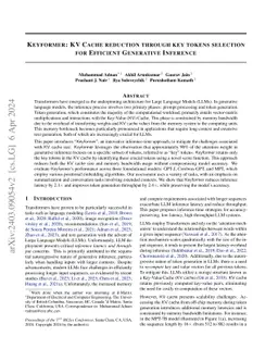 Keyformer: KV Cache Reduction through Key Tokens Selection for Efficient
  Generative Inference